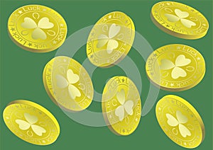 Lucky Gold Coin Charm Cartoon Illustration