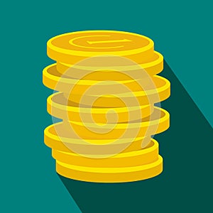 Lucky gold coin flat icon