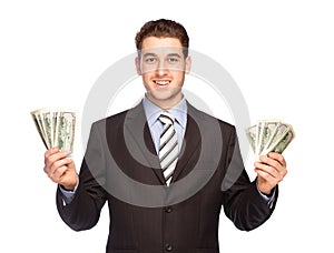 Lucky man with money