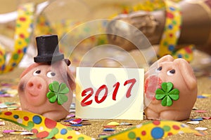 Lucky pig as talisman for new years 2017