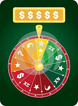 Lucky prize wheel flat illustration vector