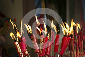 Lucky red candles on chinese new year day photo