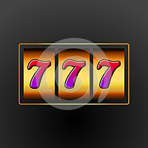 Lucky seven 777 slot machine. Casino vegas game. Gambling fortune chance. Win jackpot money
