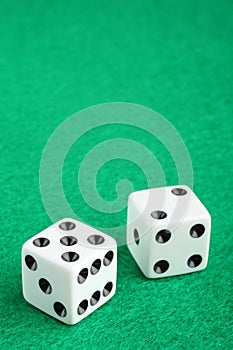 Lucky seven dice on gambling table