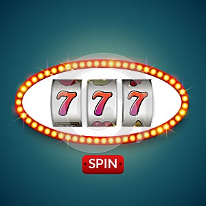 Lucky seven 777 slot machine. Casino vegas game. Gambling fortune chance. Win jackpot money