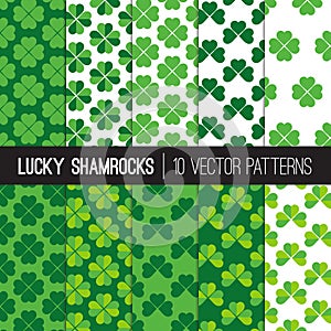 Lucky Shamrocks St Patrick`s Day Seamless Vector Patterns