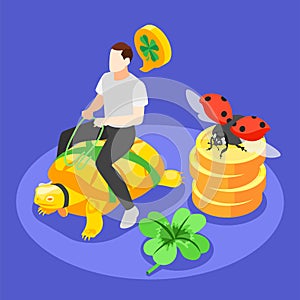 Lucky Symbols Colored Background