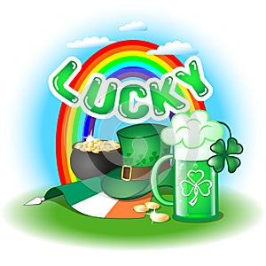 Lucky. Vector illustration for St. Patrick`s Day.
