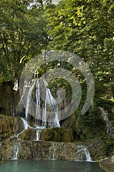 Lucky village, Lucansky waterfall, Slovakia: Waterfall is 12 meters high, cascading and falls from the edge of the travertine