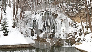 The Lucky waterfall in Slovakia at winter season.