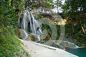 Lucky waterfall, a village with well-known SPA, travertine fields and indispensable