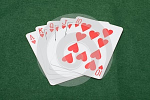 Lucky winning hand of poker cards