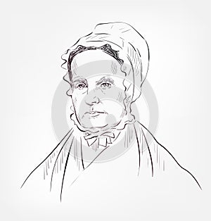 Lucretia Mott vector sketch portrait face famous