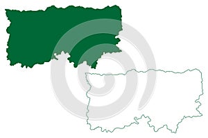 Ludhiana district Punjab State, Republic of India map vector illustration, scribble sketch Ludhiana map