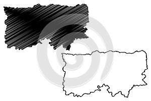 Ludhiana district Punjab State, Republic of India map vector illustration, scribble sketch Ludhiana map