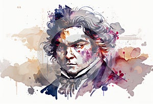 Ludwig van Beethoven watercolour painting