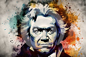 Ludwig van Beethoven watercolour painting