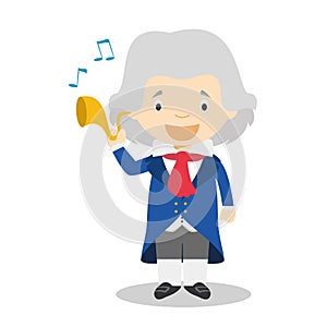 Ludwing van Beethoven cartoon character. Vector Illustration. photo