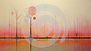 Ludy N Hannink: Sunset Tree Painting And Contemporary Canadian Art For Sale