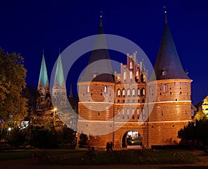 Luebeck Gate by night photo