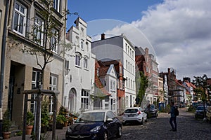 Luebeck, Germany - July 20, 2021 - a typical crow-stepped gabled town house