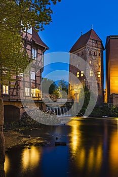 Lueneburg Ilmenau and Old Tower At Night