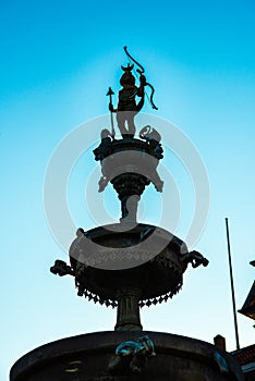 Lueneburg old city hall and fountain and cupid