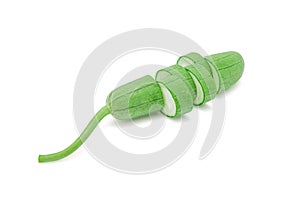 Luffa, Sponge gourd or Vegetable sponge with slice isolated on white background, with clipping path.