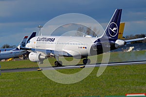 Lufthansa Airplane landing At Dublin Airport