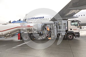 Lufthansa airplane refueling