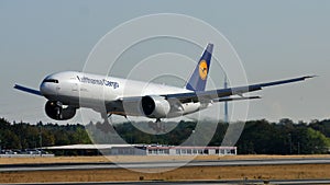 Lufthansa Cargo plane taking off from Frankfurt Airport, FRA