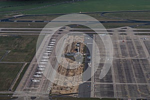 Lufthansa has parked Airbus airplanes at the new Berlin Brandenburg Airport BER which is not open for flight ops yet. photo