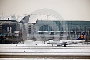 Lufthansa plane getting ready to take off, Munich Airport, Germany