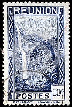 Salazie Waterfall Stamp