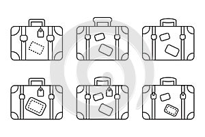 Lugagge icon. Retro suitcase line icon. Vacation travel concept equipment. photo