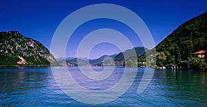 Lugano city and lake photo