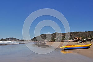 Beach in Mexico with a banana for fun photo