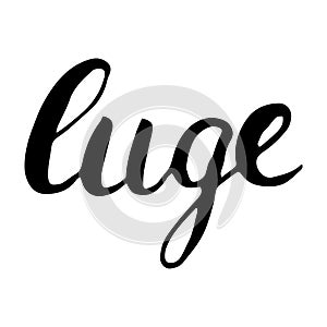 Luge black lettering text