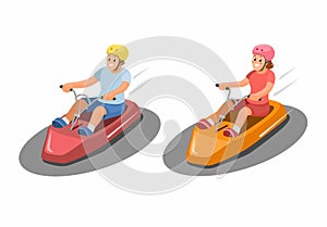 Luge Gravity Kart rides Cartoon illustration Vector