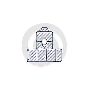 Luggage at the airport sign. suitcase icon. suitcase hand drawn pen style line icon