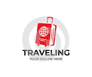 Luggage bag and passport logo template. Travelling vector design