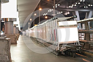 Luggage carts at modern airport