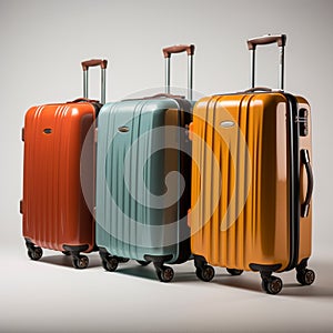 Luggage collection Set of suitcases displayed on a pristine white surface