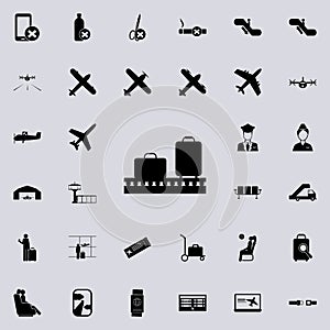 luggage on a conveyor belt icon. Airport Icons universal set for web and mobile
