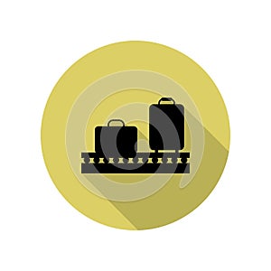 luggage on a conveyor belt long shadow icon. Simple glyph, flat vector of Airport icons for ui and ux, website or mobile