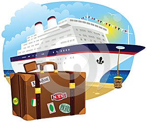 Luggage and cruise ship