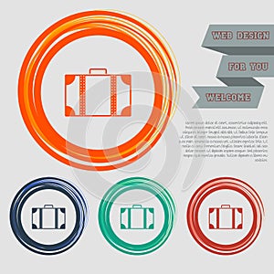 Luggage icon on the red, blue, green, orange buttons for your website and design with space text.