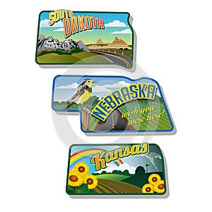 Luggage stickers South Dakota Nebraska Kansas photo