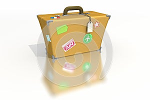 Luggage with stickers and tags