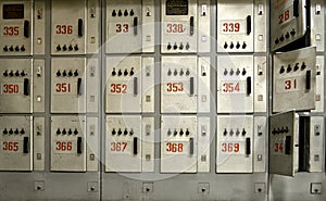 Luggage storage,Cells in a luggage office with keys